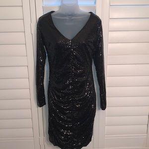 Black sequin body-conscious dress size large